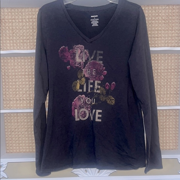 five star gray Long Sleeve live the life you love Graphic Tee - Picture 2 of 7